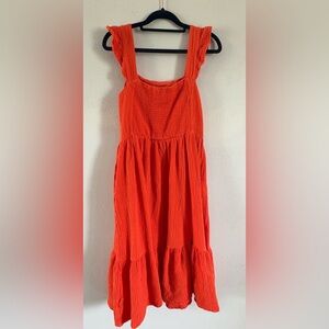 Size Small - Another Love Orange Textured Midi Dress.  Has pockets!